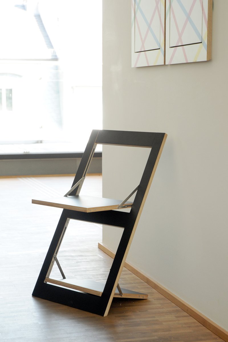 Silla Flapps Madera Plegable Color Negro Abierto Ambivalenz en Meryac